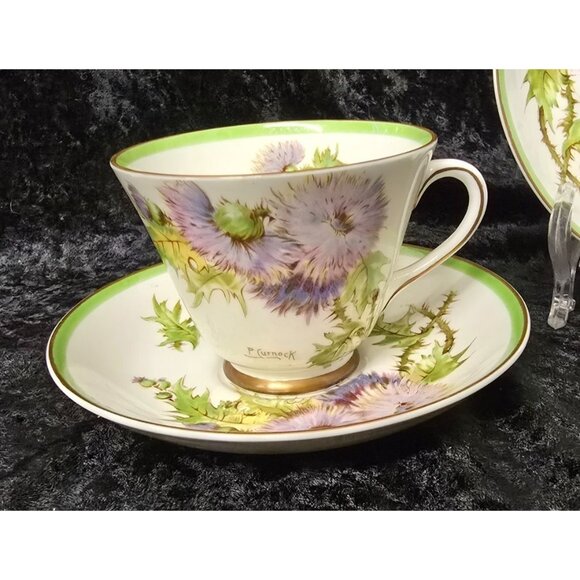 Royal Doulton Glasmis Thistle Tea Set 2 Cups & Saucers, Creamer & Sugar Bowl - Picture 2 of 13